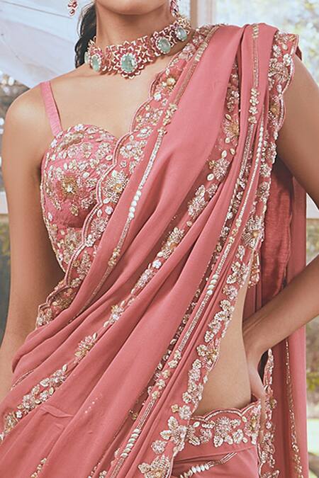 Buy Rachit Khanna Pink Net, Georgette, Cotton Satin Lycra Floral Sweetheart Embroidered Saree Set Online at Aza Fashions Buy_Rachit Khanna_Pink Net, Georgette, Cotton Satin Lycra Floral Sweetheart Embroidered Saree Set _Online_at_Aza_Fashions