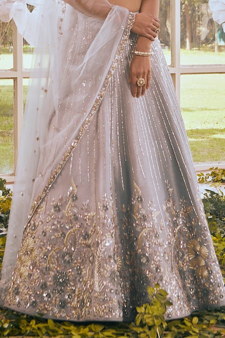 Buy Rachit Khanna Blue Organza, Net, Semi Dupion Cutdana, Floral Embroidered Bridal Lehenga Set Online at Aza Fashions Buy_Rachit Khanna_Blue Organza, Net, Semi Dupion Cutdana, Floral Embroidered Bridal Lehenga Set _Online_at_Aza_Fashions