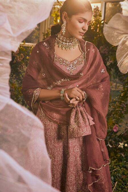 Rachit Khanna Pink Organza, Tilla Gg Cutdana, Floral, Sequin, Embroidered Anarkali Sharara Set Online at Aza Fashions Rachit Khanna_Pink Organza, Tilla Gg Cutdana, Floral, Sequin, Embroidered Anarkali Sharara Set _Online_at_Aza_Fashions