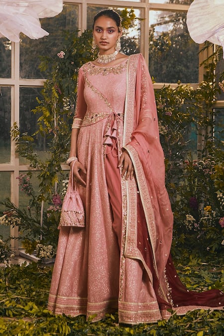 Rachit Khanna Zari Embroidered Anarkali Set 