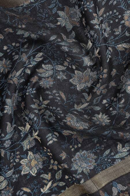 Shop Shingora Black Wool Lurex Jacquard Stole Online at Aza Fashions Shop_Shingora_Black Wool Lurex Jacquard Stole _Online_at_Aza_Fashions