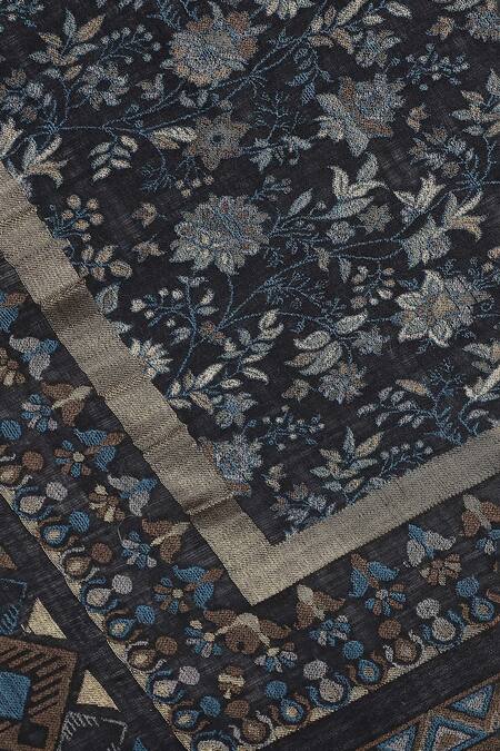 Shingora Black Wool Lurex Jacquard Stole at Aza Fashions Shingora_Black Wool Lurex Jacquard Stole _at_Aza_Fashions