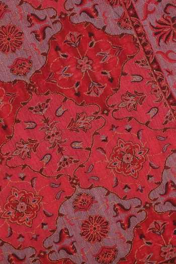 Shingora_Red Wool Lurex Jacquard Stole _at_Aza_Fashions