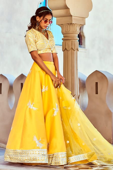 Buy Yellow Digital Print Chinon Lehenga Choli Online At Zeel Clothing