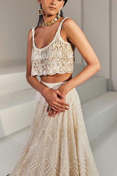 Buy Ritika Mirchandani White Net Embroidered Wed Design Scoop Neck Fay Bridal Lehenga Set Online at Aza Fashions Buy_Ritika Mirchandani_White Net Embroidered Wed Design Scoop Neck Fay Bridal Lehenga Set _Online_at_Aza_Fashions