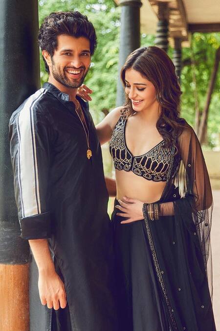 Shop_Ritika Mirchandani_Black Organza, Crepe Silk And Net Thread, Bead, Skirt With Embroidered Blouse Set _Online_at_Aza_Fashions