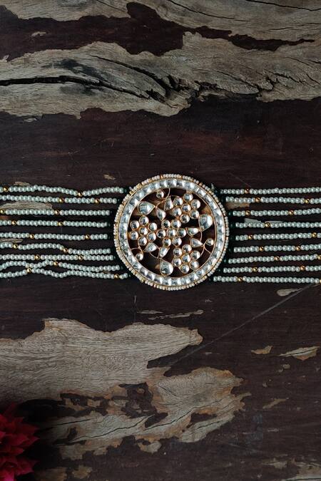 Riana Jewellery Gold Pearls, Stones Bead Pendant Belt Online at Aza Fashions Riana Jewellery_Gold Pearls, Stones Bead Pendant Belt _Online_at_Aza_Fashions