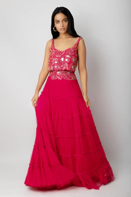 Ritika Mirchandani Blouse & Tiered Lehenga Set 