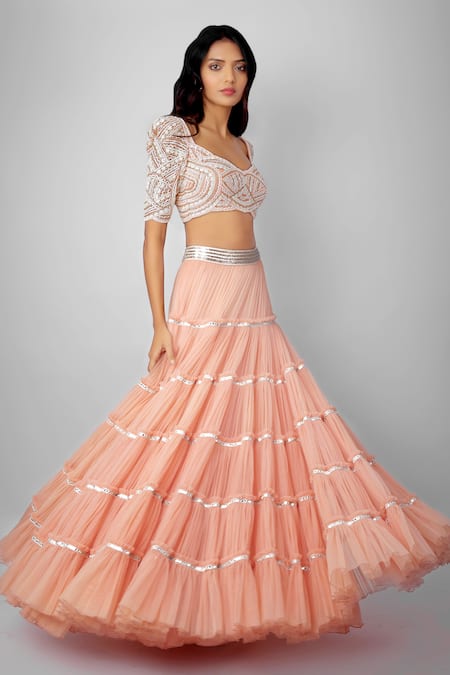 Ritika Mirchandani Blouse & Tiered Lehenga Set 
