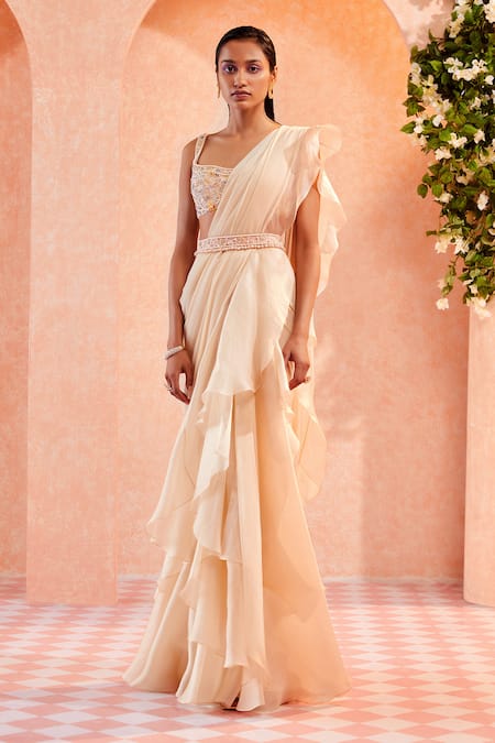 Ridhi Mehra Milena Draped Ruffle Saree with Blouse 