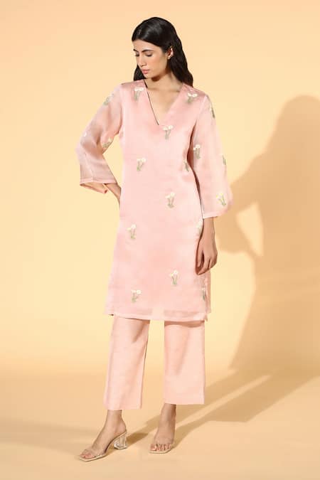 Meadow Silk Organza Cotton Tunic & Linen Pant Set 