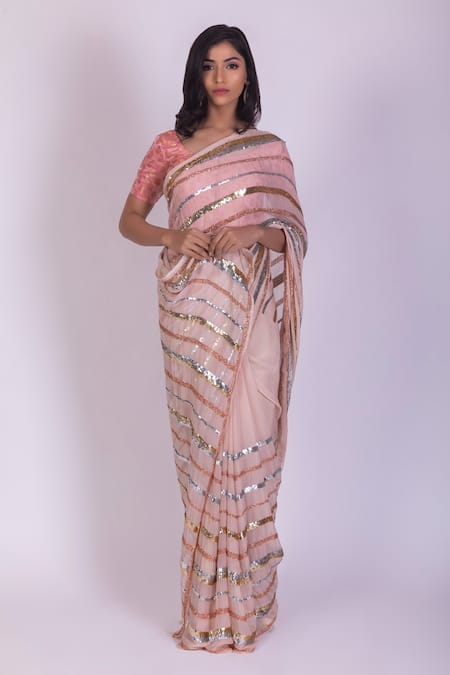 Ruar India Sequins Saree With Blouse 