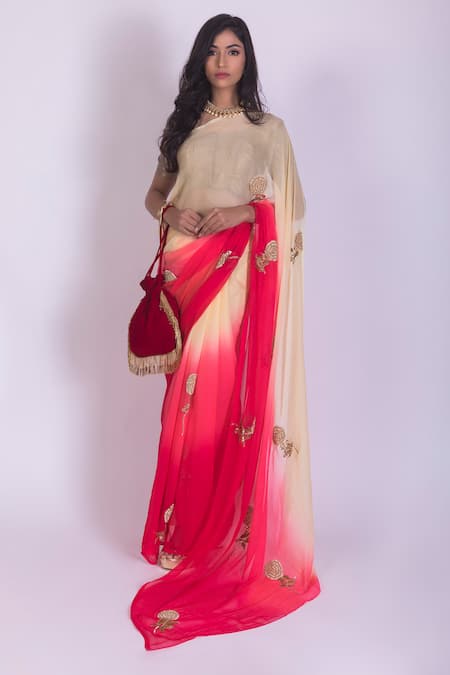 Ruar India Ombre Chiffon Saree With Blouse  