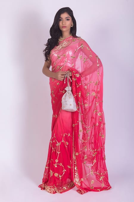 Pink Ombre Chiffon Saree