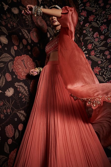 Ridhi Mehra Cutwork Cape & Lehenga Set 