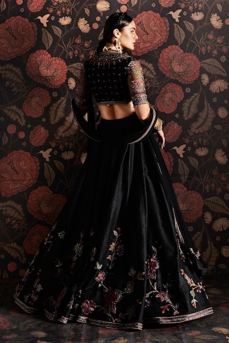 Buy Black Lehenga And Dupatta Georgette Blouse Chanderi Lining Set For  Women by Kritika Dawar Online at Aza Fashions.