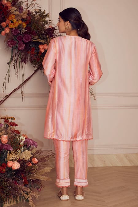 Shop Ridhi Mehra Purple Silk Embroidery Gota Patti And Beads Tionna Kurta & Pant Set at Aza Fashions Shop_Ridhi Mehra_Purple Silk Embroidery Gota Patti And Beads Tionna Kurta & Pant Set _at_Aza_Fashions