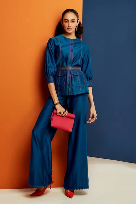 Buy Royal Blue Trousers & Pants for Women by KOTTY Online | Ajio.com