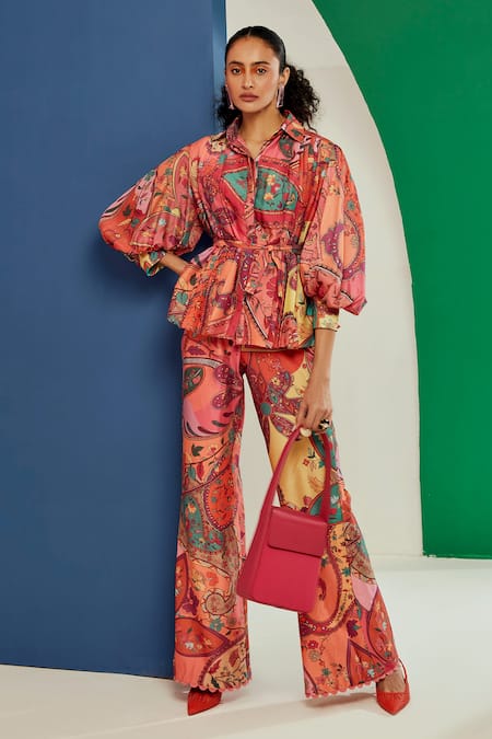 Ridhi Mehra Micah Printed Shirt & Flared Pant Set 