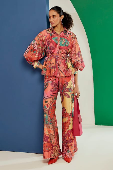 Buy Ridhi Mehra Multi Color Chanderi Paisley And Floral Motifs Micah Printed Shirt & Pant Set Online at Aza Fashions Buy_Ridhi Mehra_Multi Color Chanderi Paisley And Floral Motifs Micah Printed Shirt & Pant Set _Online_at_Aza_Fashions