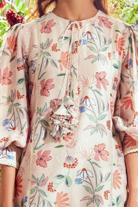 Buy Ridhi Mehra Beige Chanderi Round Kurta And Pant Set Online at Aza Fashions Buy_Ridhi Mehra_Beige Chanderi Round Kurta And Pant Set _Online_at_Aza_Fashions