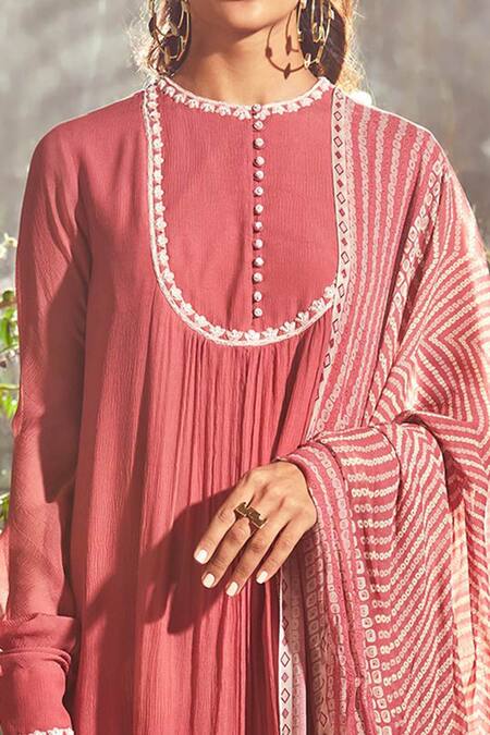 Buy Ridhi Mehra Pink Chiffon Round Gathered Anarkali Set Online at Aza Fashions Buy_Ridhi Mehra_Pink Chiffon Round Gathered Anarkali Set _Online_at_Aza_Fashions