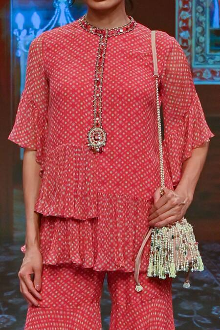 Ridhi Mehra Pink Chiffon Printed Kurta And Sharara Set at Aza Fashions Ridhi Mehra_Pink Chiffon Printed Kurta And Sharara Set _at_Aza_Fashions