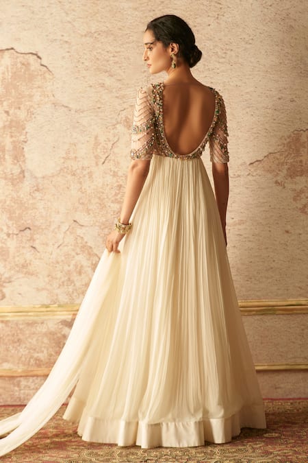 Shop Ridhi Mehra White Net Round Embroidered Anarkali With Dupatta at Aza Fashions Shop_Ridhi Mehra_White Net Round Embroidered Anarkali With Dupatta _at_Aza_Fashions