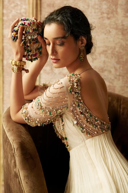 Buy Ridhi Mehra White Net Round Embroidered Anarkali With Dupatta Online at Aza Fashions Buy_Ridhi Mehra_White Net Round Embroidered Anarkali With Dupatta _Online_at_Aza_Fashions