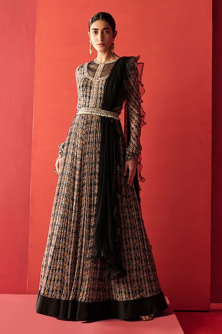 Ridhi Mehra Ikat Print Anarkali with Dupatta 