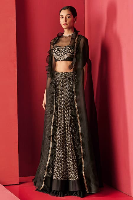 Ridhi Mehra Organza Cape & Printed Lehenga Set 