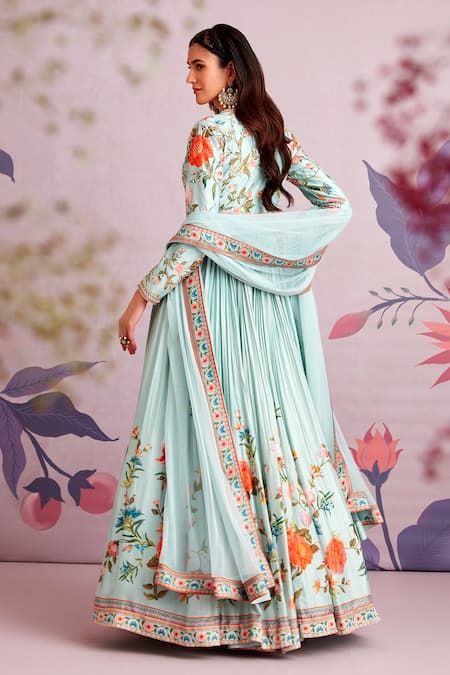 Ridhi Mehra Flora Silk Anarkali With Dupatta 