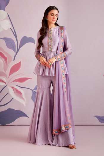 Ridhi Mehra Sigal Silk Kurta Sharara Set 