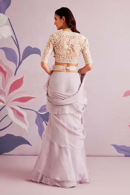 Ridhi Mehra Hyacinth Pre-Draped Saree With Blouse 