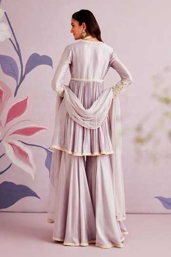 Ridhi Mehra Aram Silk Anarkali Gharara Set 