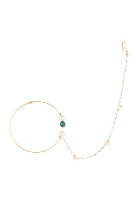 Riana Jewellery_Gold Plated Beads Nath _Online_at_Aza_Fashions