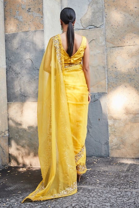 Ranian Border Embroidered Saree With Blouse 