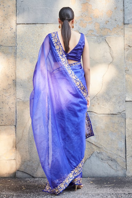 Ranian Border Embroidered Saree With Blouse 
