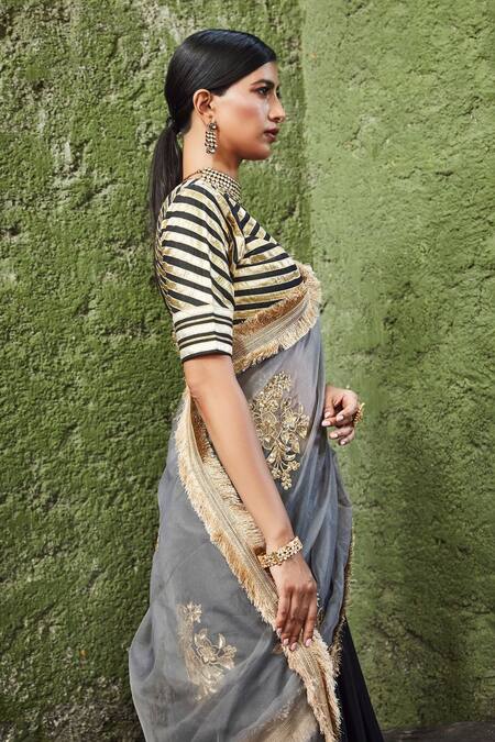 Ranian Black , Organza Gota, Zardozi Plunge V Embroidered Lehenga Set Online at Aza Fashions Ranian_Black , Organza Gota, Zardozi Plunge V Embroidered Lehenga Set _Online_at_Aza_Fashions