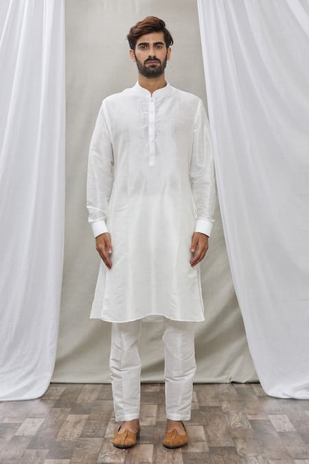 Buy_Rng Safawala_Blue Bundi - Raw , Kurta And Pant - Dupion Zari Embroidered & Set _Online_at_Aza_Fashions