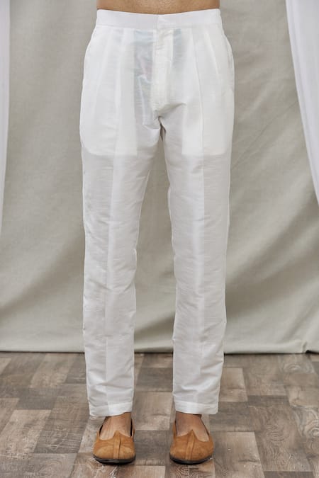 Shop_Rng Safawala_Blue Bundi - Raw , Kurta And Pant - Dupion Zari Embroidered & Set _Online_at_Aza_Fashions