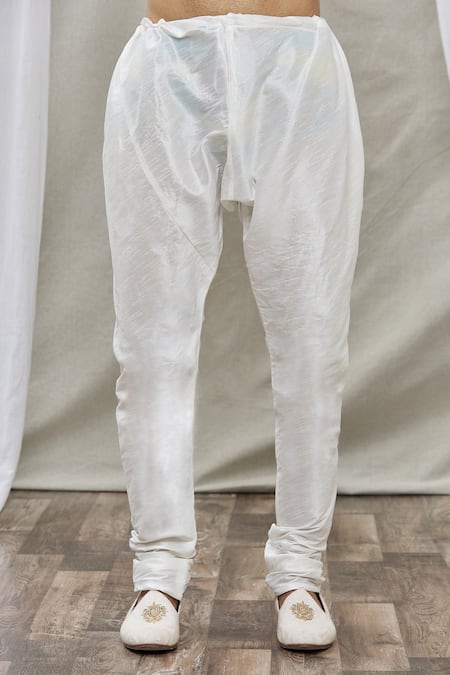 Shop_Rng Safawala_Blue Bundi - Raw , Kurta And Churidar - Dupion Thread Embroidered & Set _Online_at_Aza_Fashions