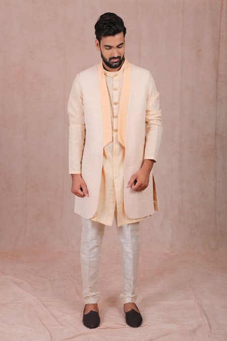 Rng Safawala Silk Embroidered Jacket & Kurta Set 