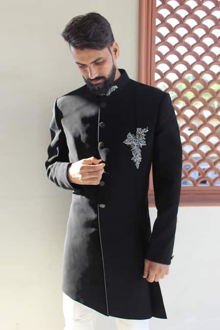 Rng Safawala Asymmetric Embroidered Sherwani Set 