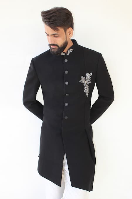 Rng Safawala Asymmetric Embroidered Sherwani Set 