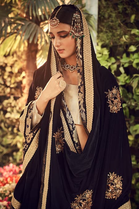 Ranian Silk Tissue Lehenga Set with Midnight Blue Dupatta 