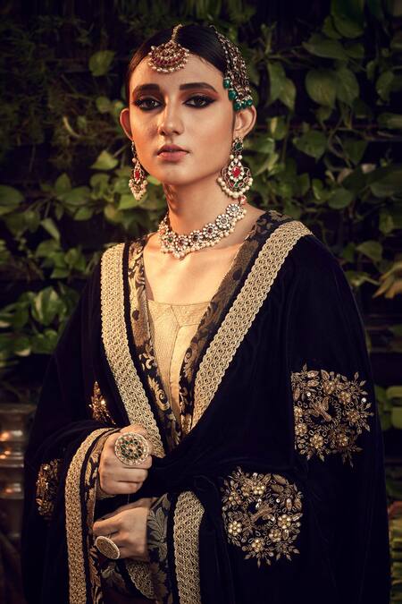 Ranian Gold Velvet, Tissue Kurta Set With Midnight Blue Dupatta Online at Aza Fashions Ranian_Gold Velvet, Tissue Kurta Set With Midnight Blue Dupatta _Online_at_Aza_Fashions