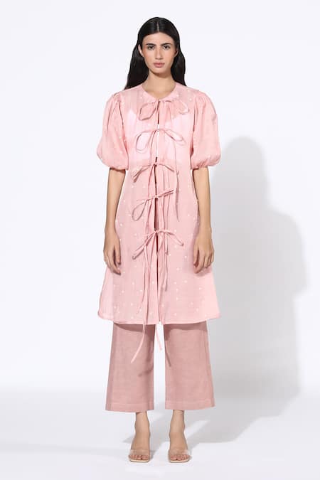 Meadow Silk Organza Cotton Tunic & Linen Pant Set 