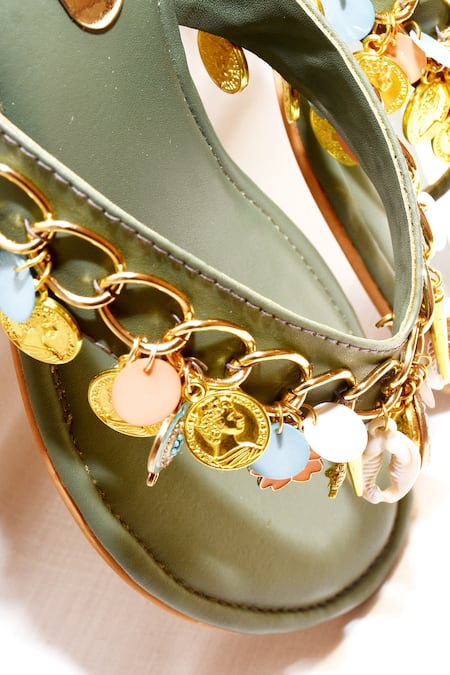 Buy_Foot Fuel_Green Road Rani Embellished Flats _Online_at_Aza_Fashions