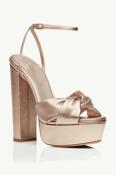 Perphy Women's Open Toe Platform Linen Slide Wedge Heel Sandals Rose Gold  8.5 : Target